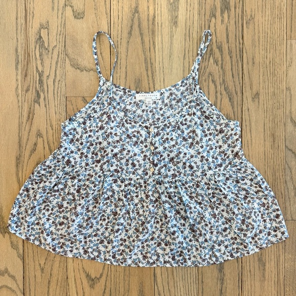 Final Touch Women’s Floral Print Babydoll Crop Spaghetti Strap Top Size Small - Picture 1 of 14